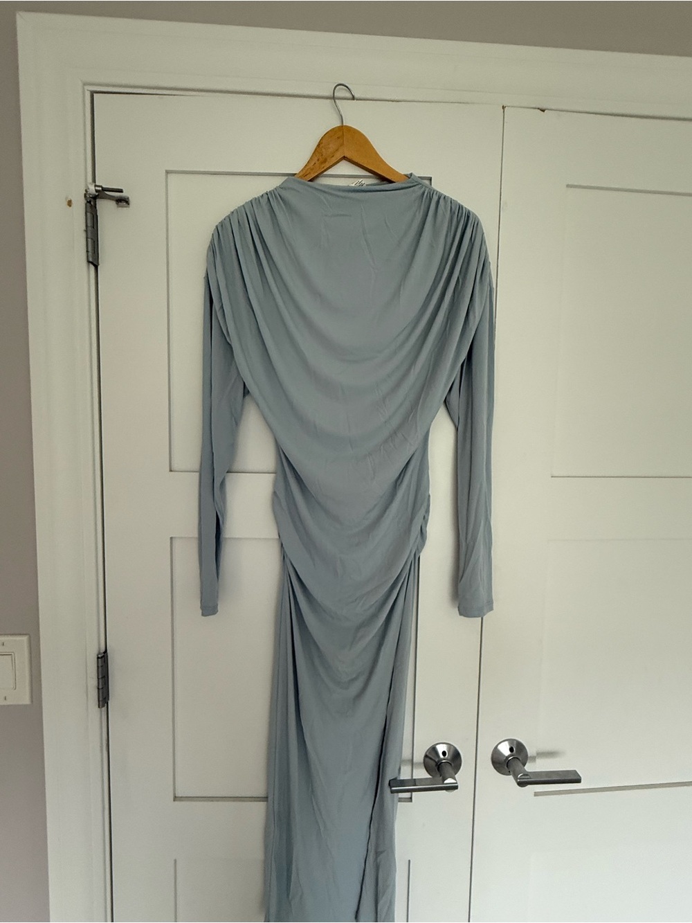 H&M Light Gray Draped Ruched Maxi Dress NWT